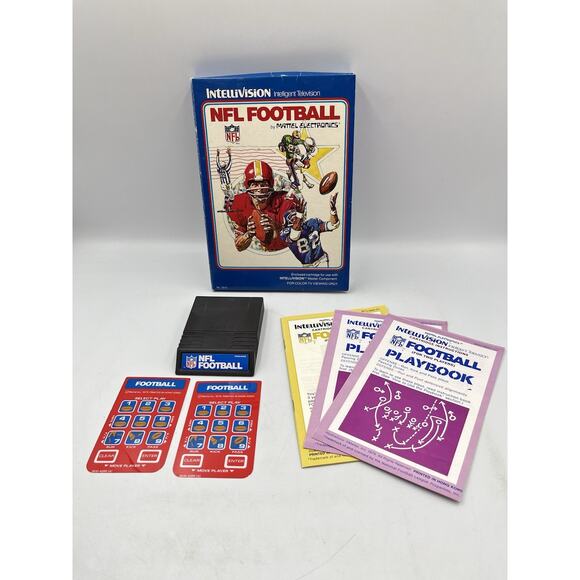 NFL Football Intellivision Game With Box Manual, And Overlays Mattel - Picture 1 of 6
